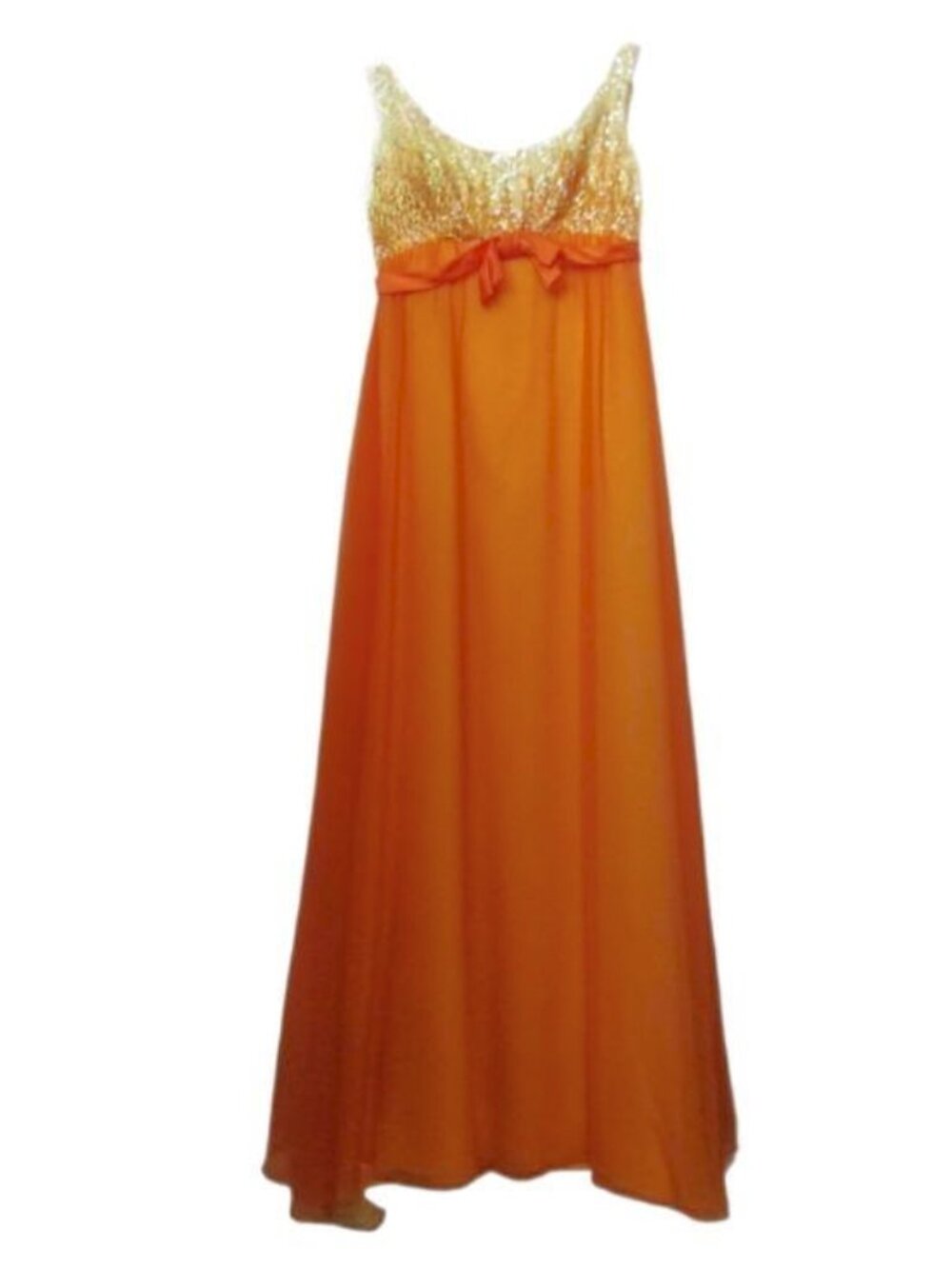 Vintage 1960s chiffon sequin high-waisted long evening dress S - Picture 2 of 12